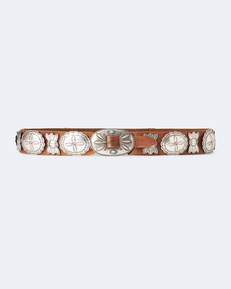 Casted Concho Leather Belt